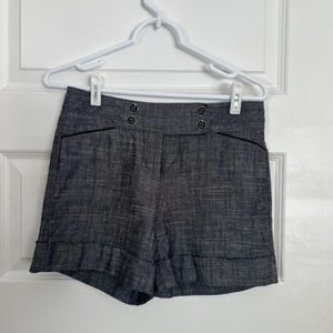 White House Black Market Charcoal Gray Linen Blend Cuffed Shorts - Size 2